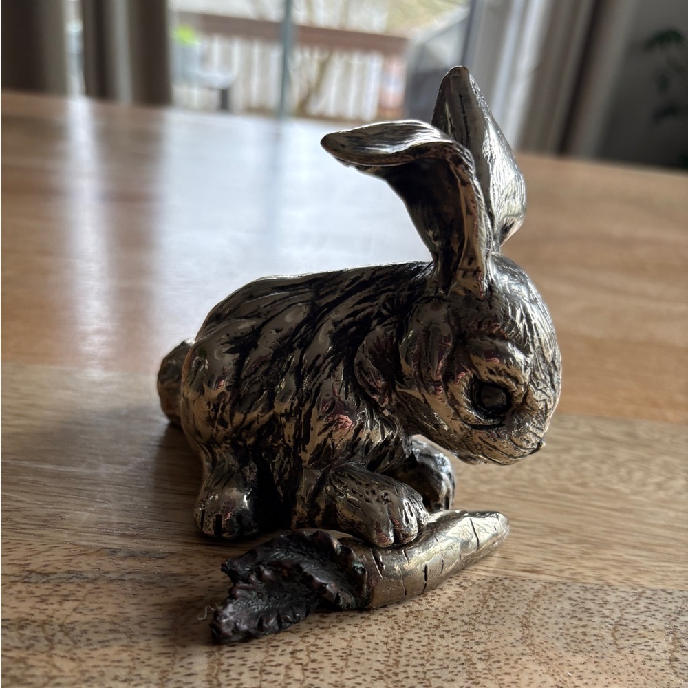Vintage D’Argenta Silver Brass Rabbit Easter Decor - Picture 2 of 2
